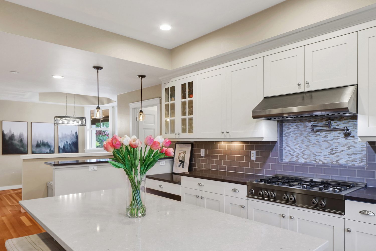 Range wall and island in the Applegrove kitchen