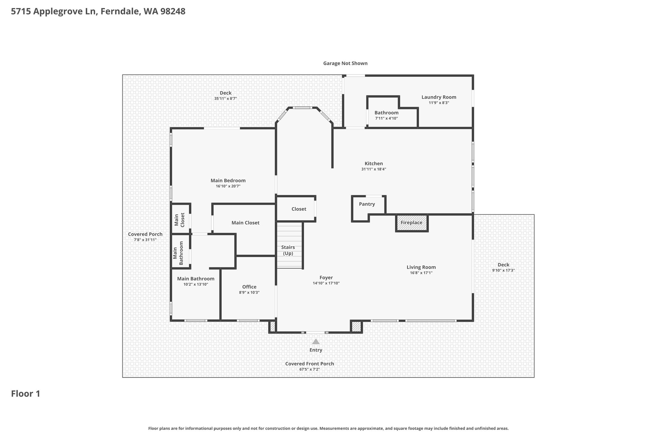Main level floor plan for 5715 Applegrove Lane